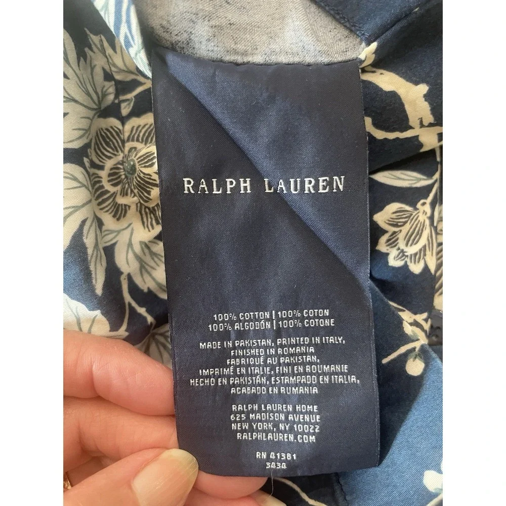 Ralph Lauren Deauville Blossom Navy Sateen QUEEN Duvet Cover & 2 Stnd Shams READ